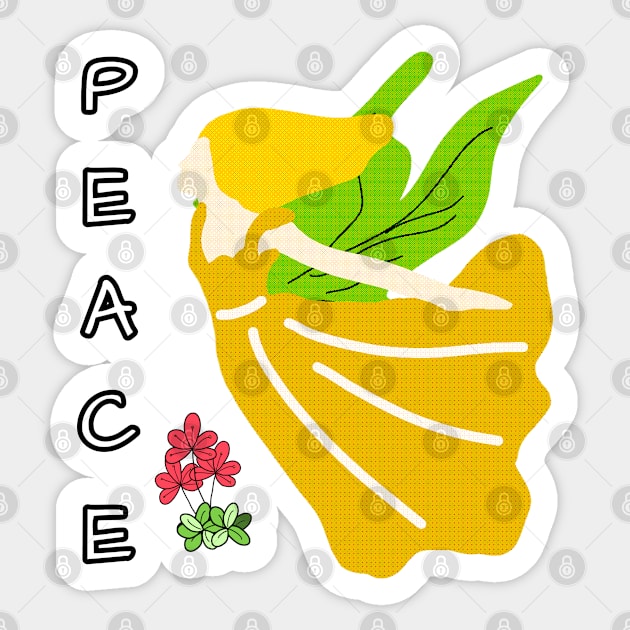 Abstract angel from a tree in the concept of peace. Sticker by zinfulljourney